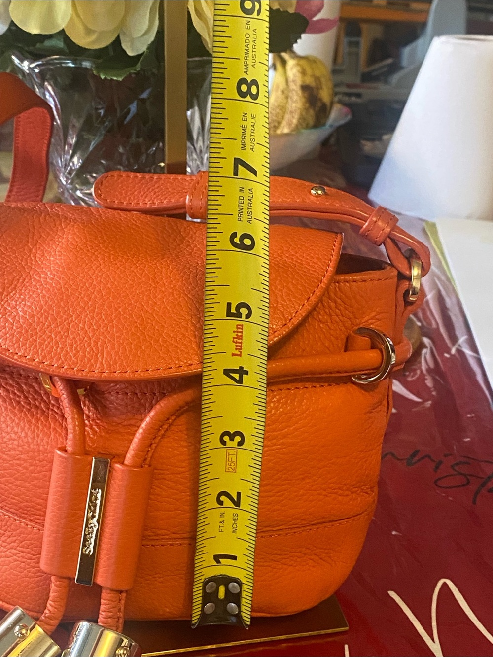 See By Chloé Orange Pebbled Leather Mini Bucket Bag with Tassels - Picture 7 of 15